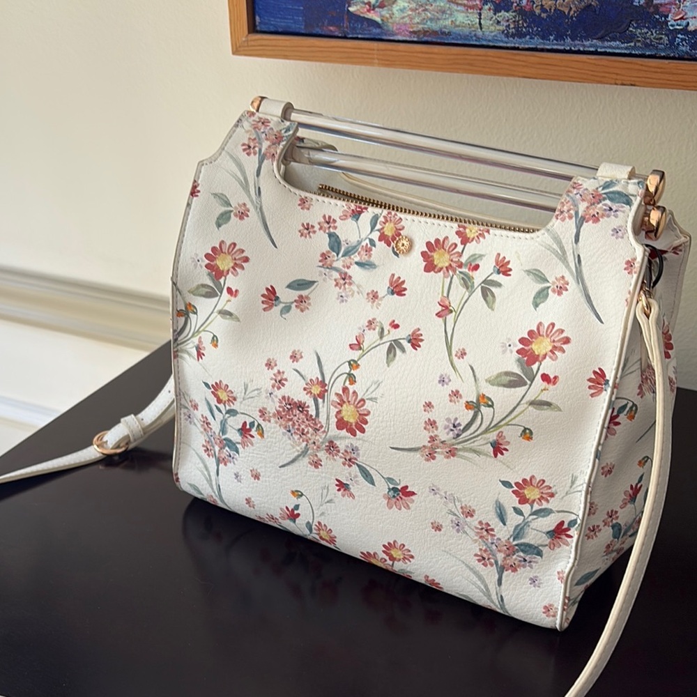 NWOT LC Lauren Conrad Floral Cream Shoulder Bag Size M